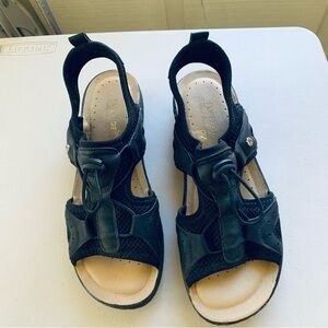 Fly Flot Black mesh slingback sandals US size 7M  EUR 37 Made in Italy